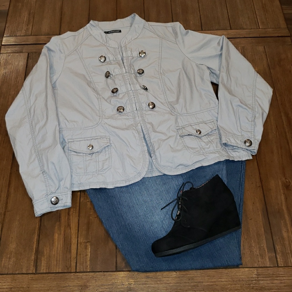 Maurices 2X Grey Military Style Peplum Jacket